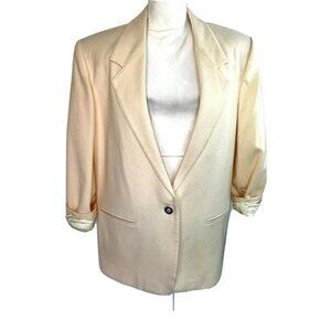 Savannah Wool Blazer Womens Vintage Oversized Lined Slit Pockets Single Button